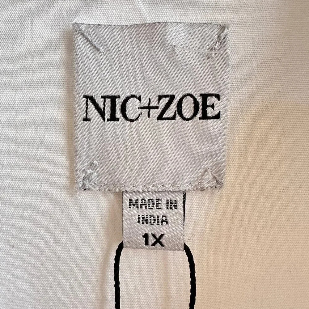 Nic+Zoe Eyelet Embroidered Puff Sleeve Cotton/Span Button Down Blouse - 1X - Picture 6 of 8